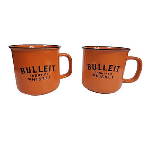 Bulleit Frontier Whiskey Ceramic Coffee Mugs Orange Set of 2